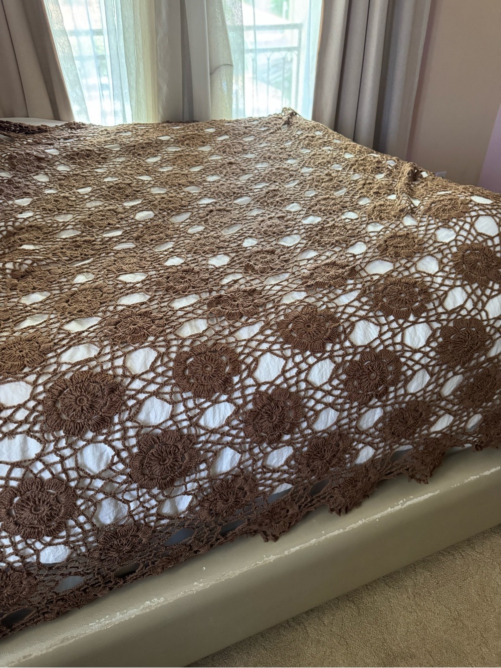 Handmade Crochet Bed cover - Brown